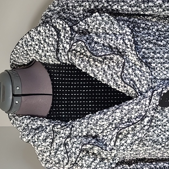 SZ16 Joseph Ribkoff Black White Ruffle Collar Blazer Jacket - Picture 4 of 9